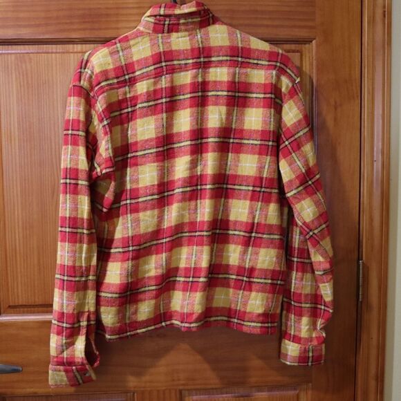 MNML Bright Orange Yellow Cropped Button Down Flannel Shirt Medium Vintage - Picture 5 of 8